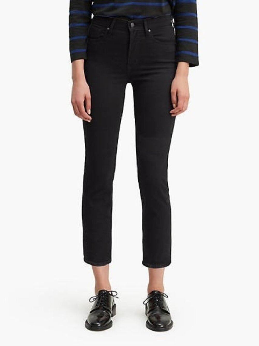 Levi's Women Stretch High-Rise Straight Leg Cropped Jeans Black Size 0 / 25 $70
